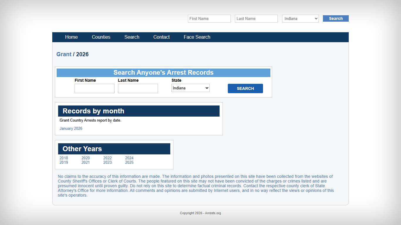 Grant County Arrest for 2026