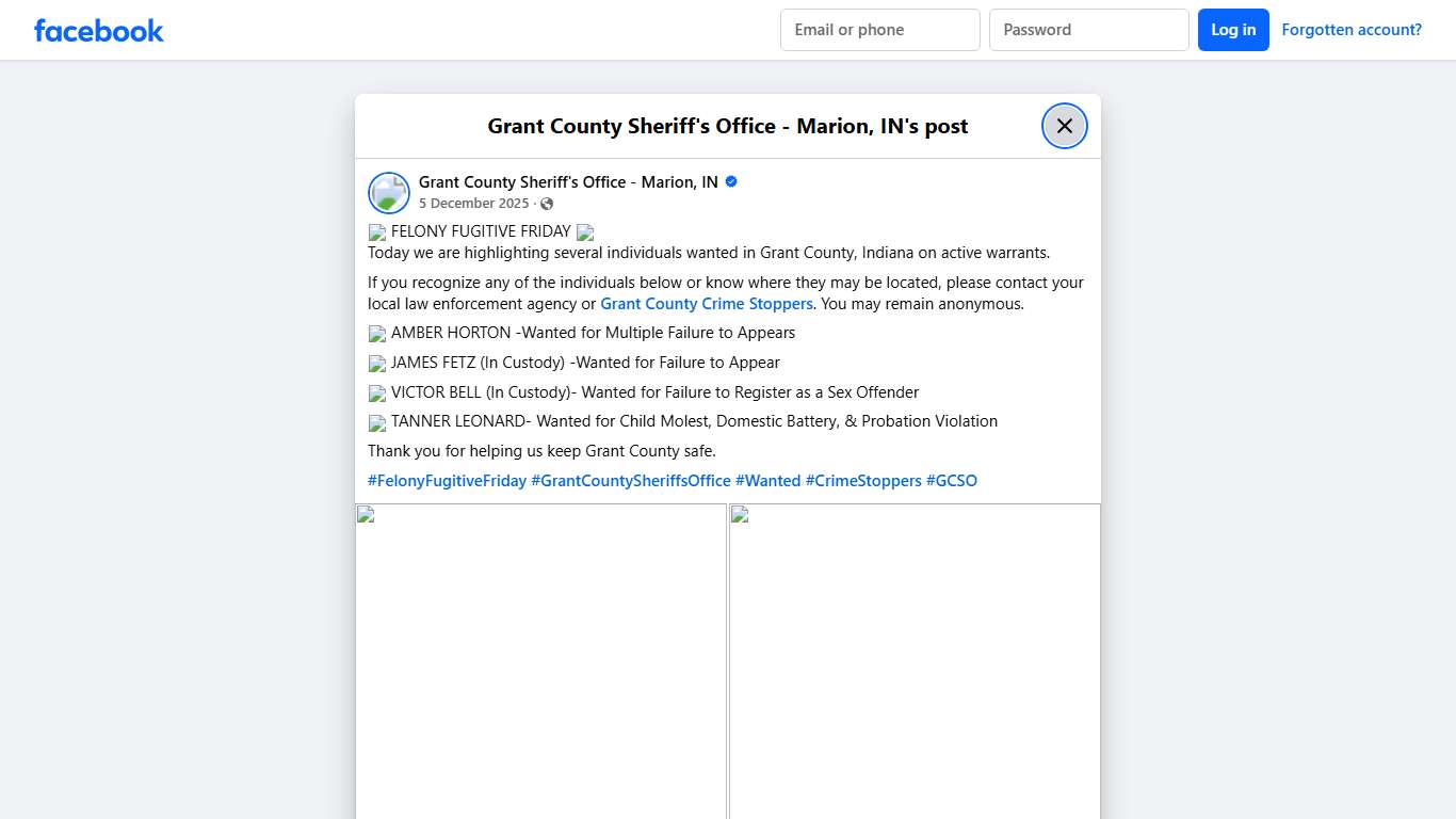 🔴 FELONY... - Grant County Sheriff's Office - Marion, IN | Facebook
